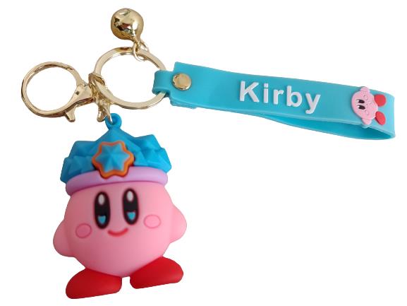 LLAVERO DE GOMA KIRBY - GORRO AZUL