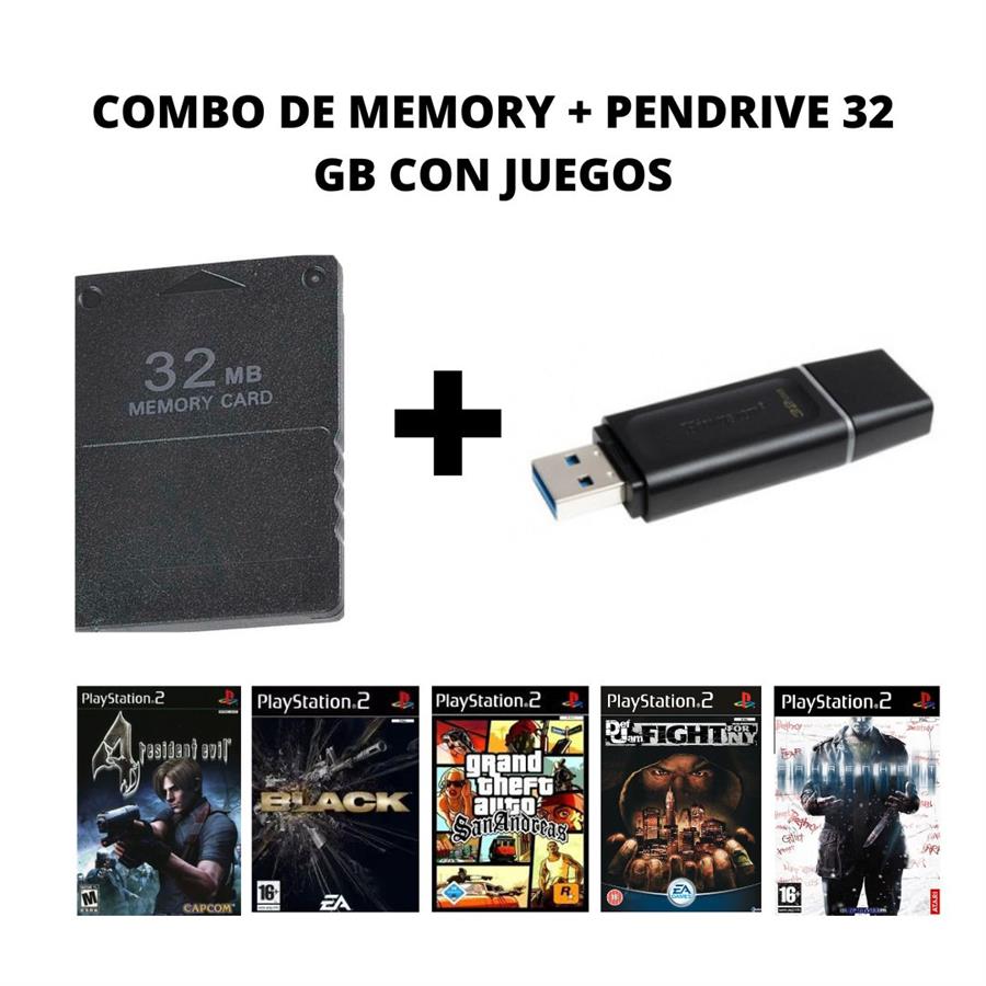 COMBO MEMORY CARD + PENDRIVE DE 32 GB CON JUEGOS