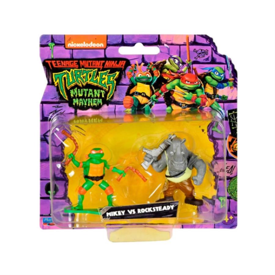 Teenage Mutant Ninja Turtles Caos Mutante Mini Pack Doble Mikey Vs Rocksteady