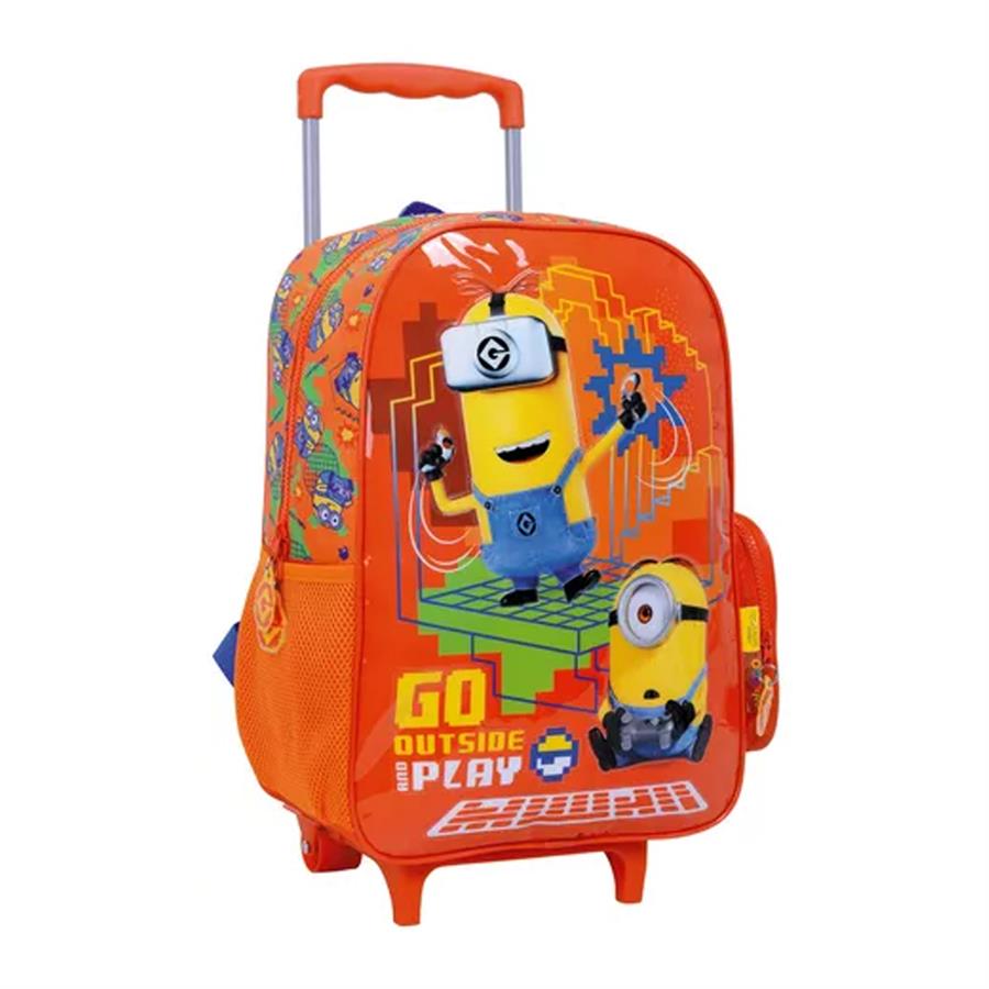 MOCHILA CARRO 16'' MINIONS NARANJA GO OUTSIDE AND PLAY