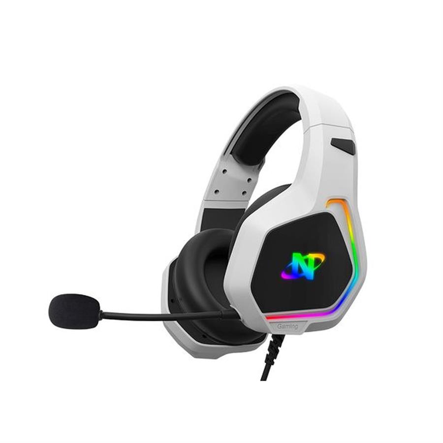 AURICULARES NISUTA GAMING VINCHA CON LEDS RGB Y MICRÓFONO - BLANCO