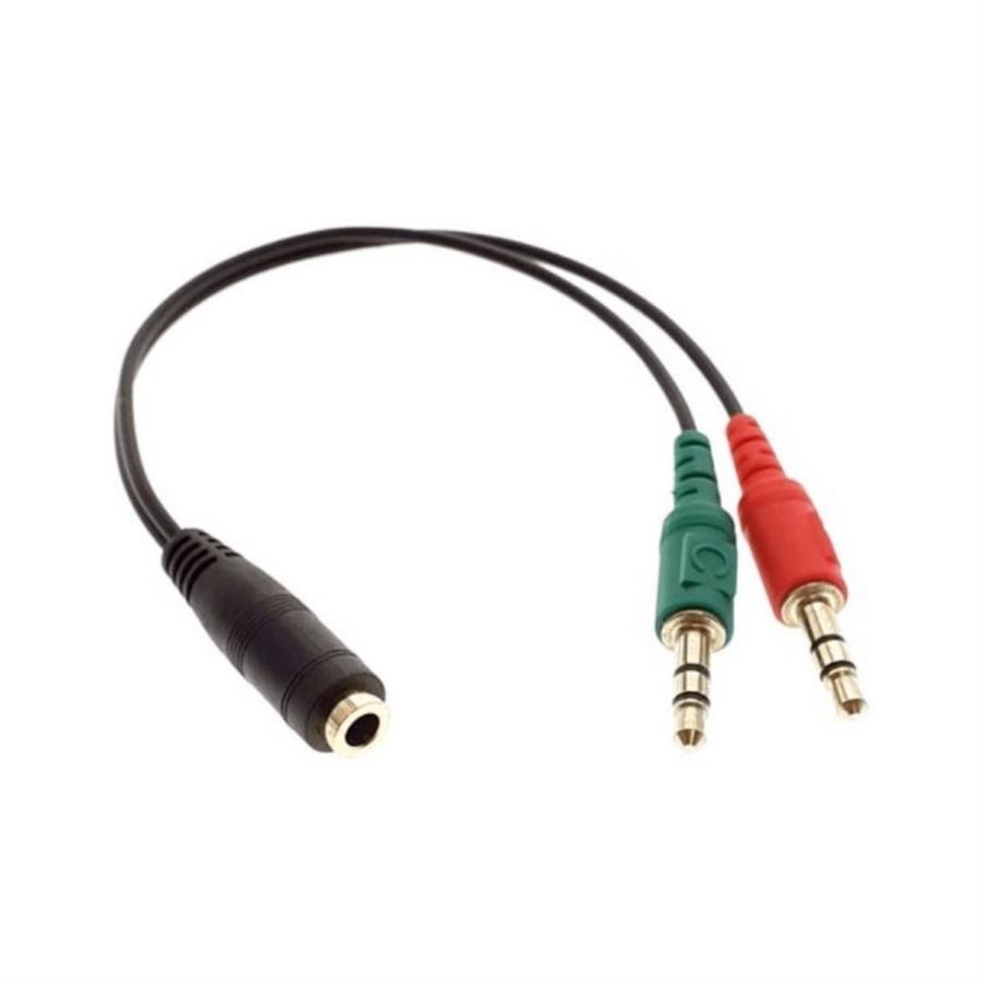 CABLE ADAPTADOR AUDIO Y MICROFONO HEMBRA A 2 MACHOS