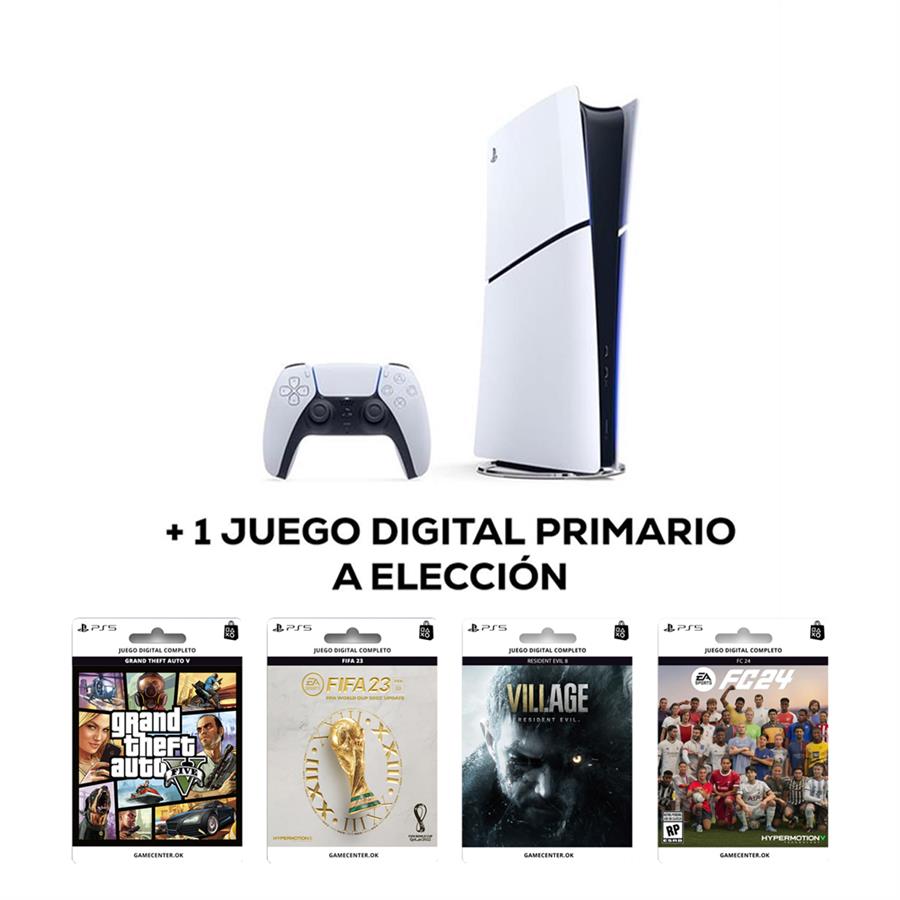 PS5 SLIM DIGITAL NUEVA + 1 JUEGO DIGITAL PRIMARIO A ELECCIÓN