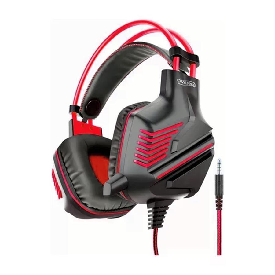 AURICULARES NISUTA GAMING VINCHA CON LUZ Y MICRÓFONO - ROJO Y NEGRO