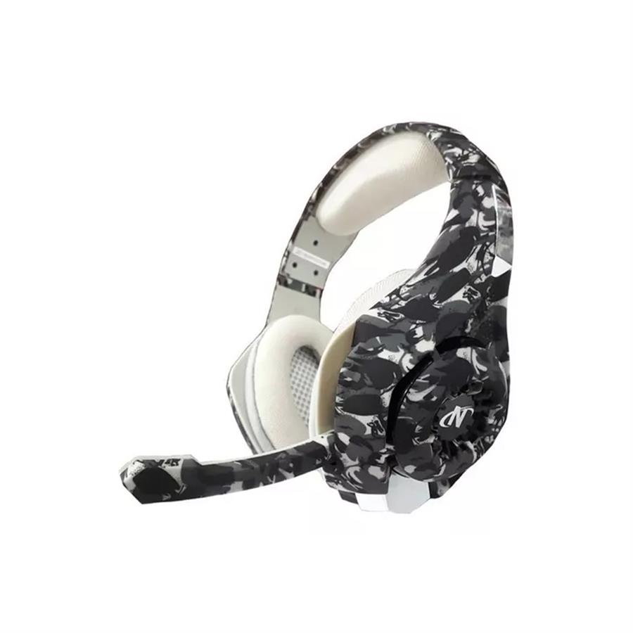 AURICULARES NISUTA GAMING VINCHA CON MICRÓFONO - CAMUFLADO BLANCO Y NEGRO