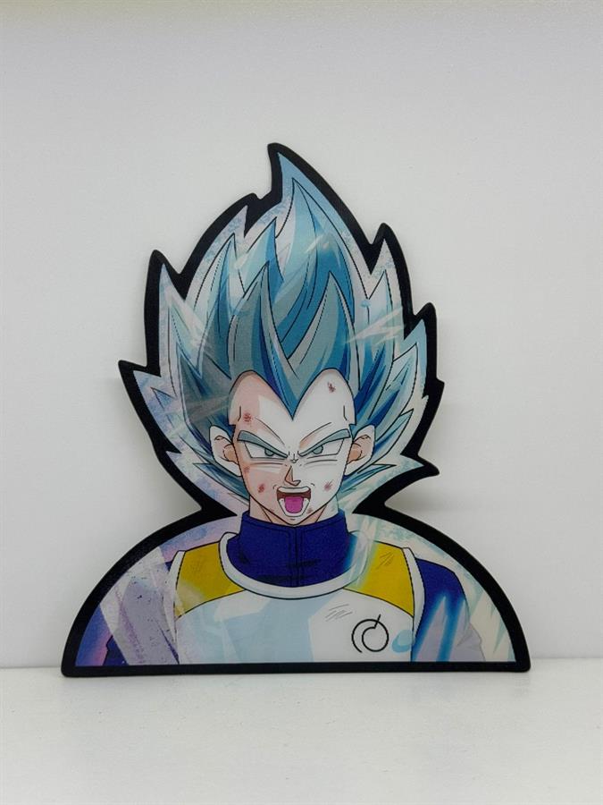 STICKER 3D HOLOGRAFICOS CON EFECTO DRAGON BALL - VEGETA DIOS AZUL