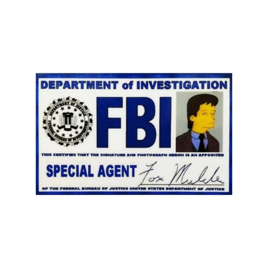 CREDENCIAL LOS SIMPSONS FBI FOX MULDER