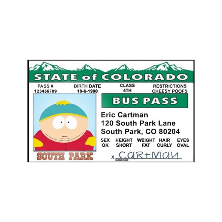 CREDENCIAL BUS PASS ERIC CARTMAN