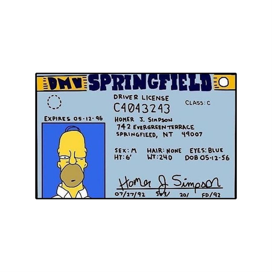 CREDENCIAL LOS SIMPSONS HOMERO LICENCIA